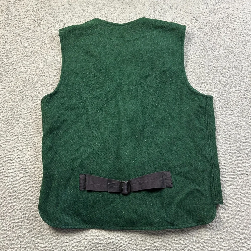 VTG Johnson Woolen Mills Mens Waistcoat Vest Green Wool Made in USA fits XS